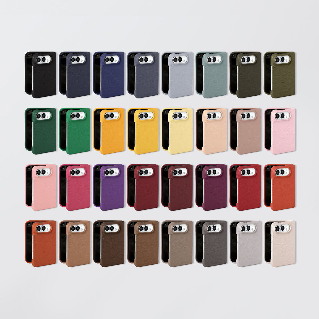 Genuine leather iPhone Duo case, MagSafe compatible, 32 colors, Italian shrink leather