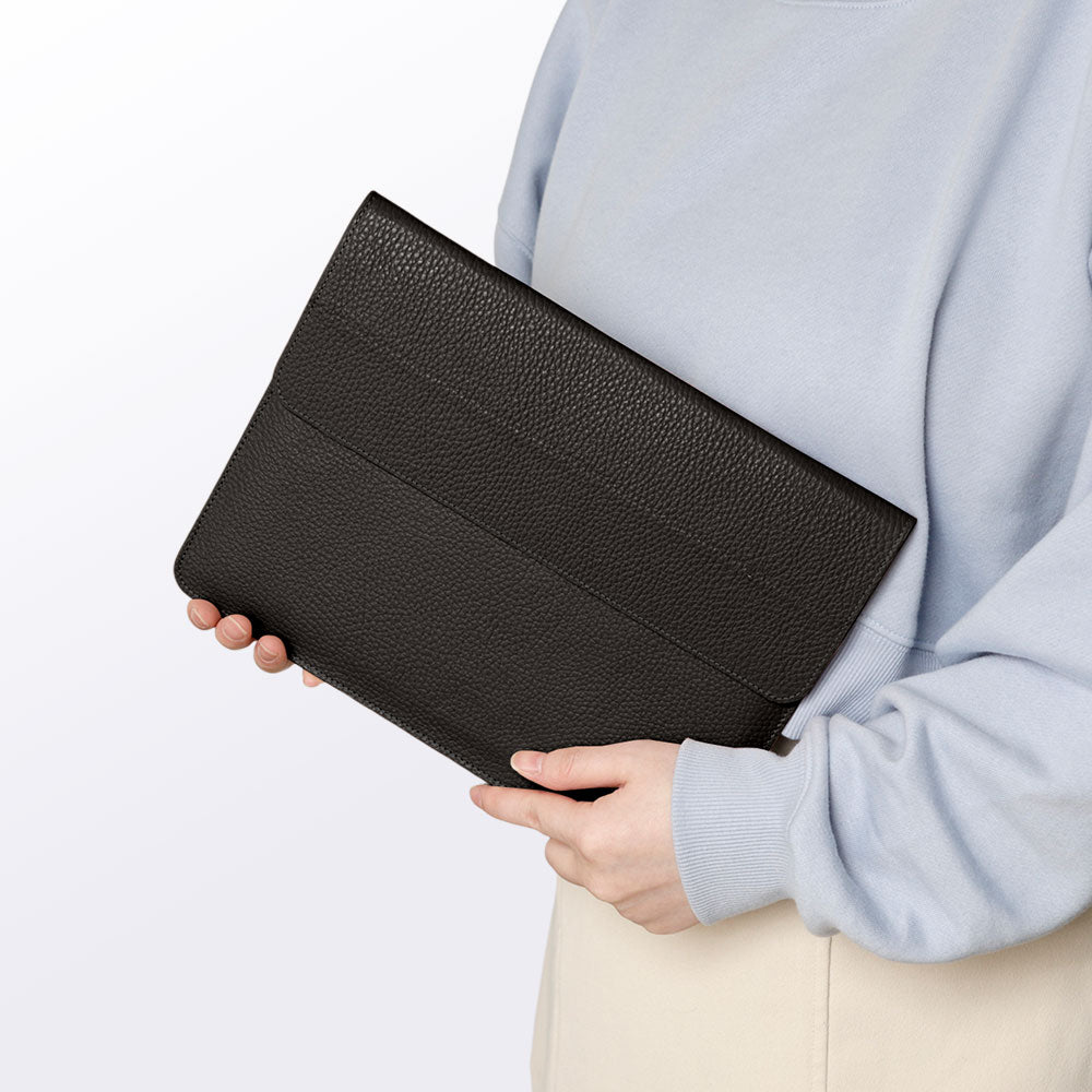 Étui pour iPad en cuir italien grainé véritable