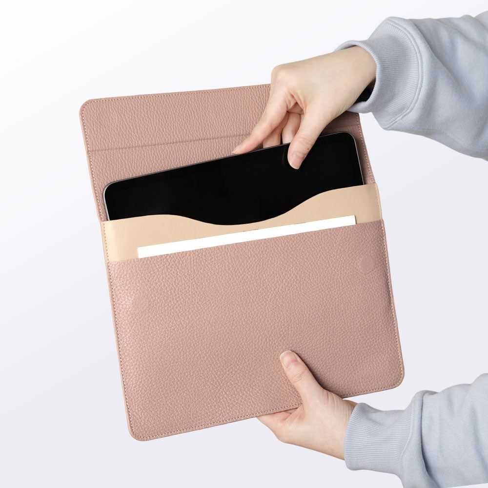 Étui pour iPad en cuir italien grainé véritable