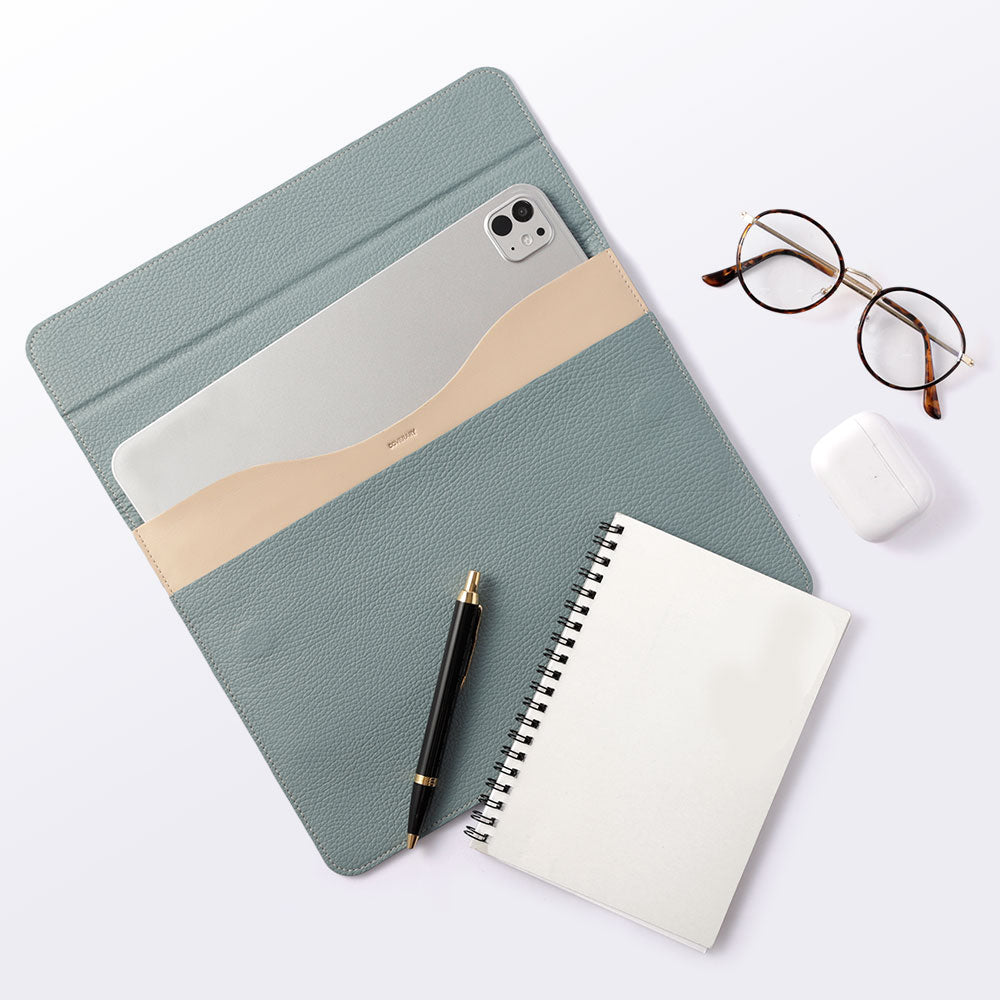Étui pour iPad en cuir italien grainé véritable