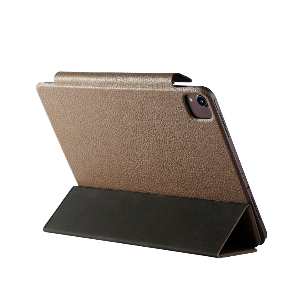 Étui iPad en cuir véritable italien gaufré, imprimé tulipe, 32 couleurs, fonction support