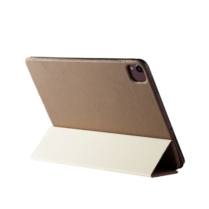 Étui iPad en cuir véritable italien gaufré, imprimé tulipe, 32 couleurs, fonction support