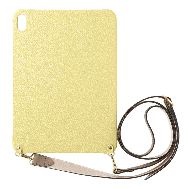 Étui iPad en cuir italien grainé bicolore 32 couleurs avec large sangle d&