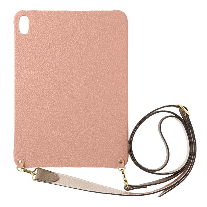 Étui iPad en cuir italien grainé bicolore 32 couleurs avec large sangle d&