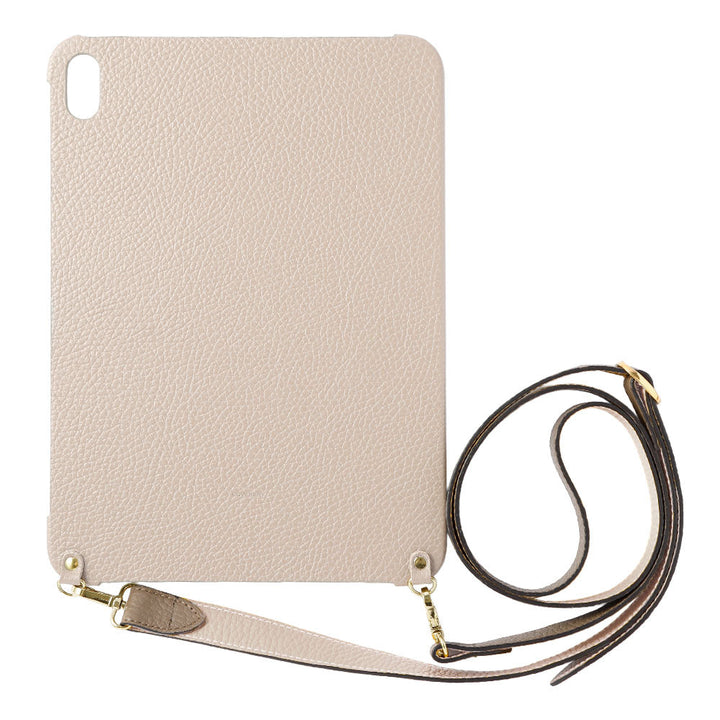 Étui iPad en cuir italien grainé bicolore 32 couleurs avec large sangle d&