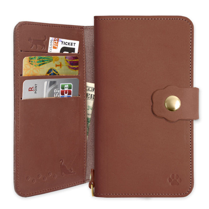 Genuine leather Italian leather card storage cat belt notebook-style case (with belt) AQUOS series