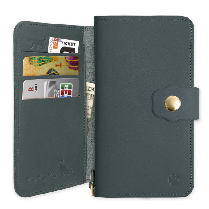 Genuine leather Italian leather card storage cat belt notebook-style case (with belt) AQUOS series