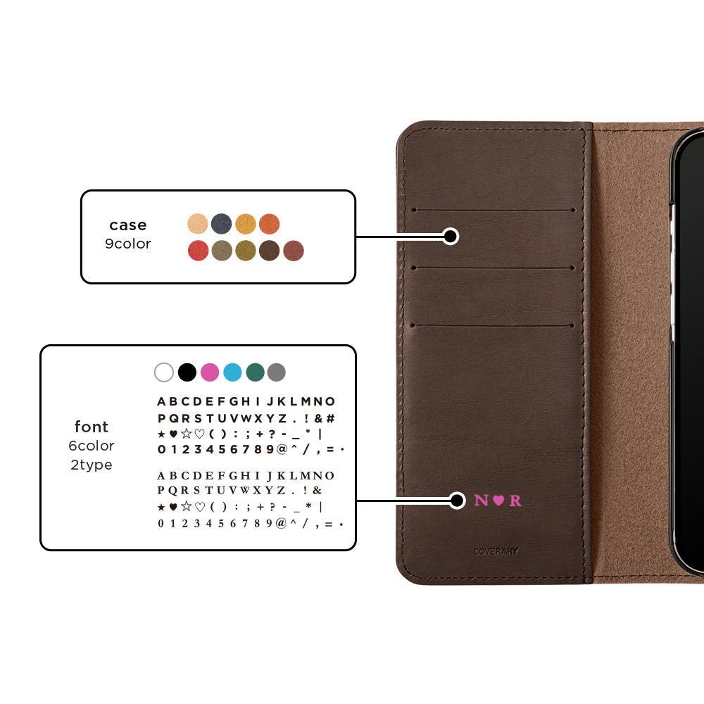 Genuine Leather Italian Leather Card Storage Personalized Engraving (Color Foil Stamping) Notebook-style Case Galaxy Series
