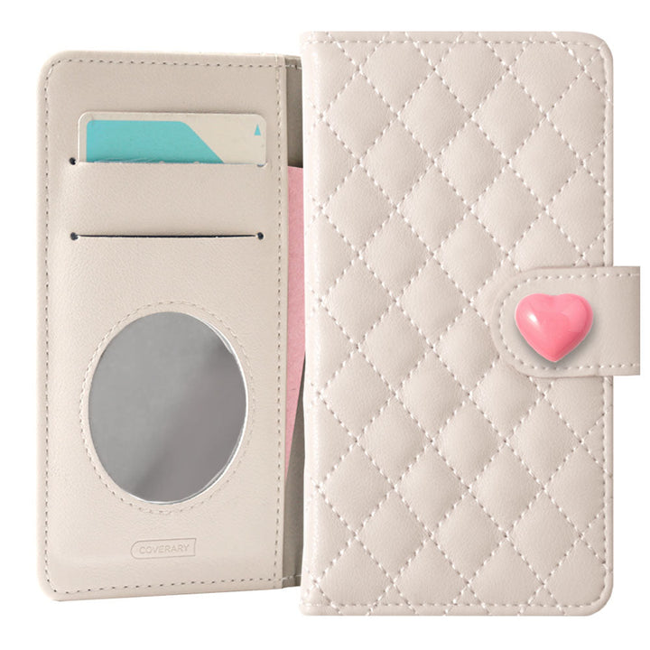 Quilted Heart Deco Mirror Attached Notebook Case (with Belt) Galaxy Series