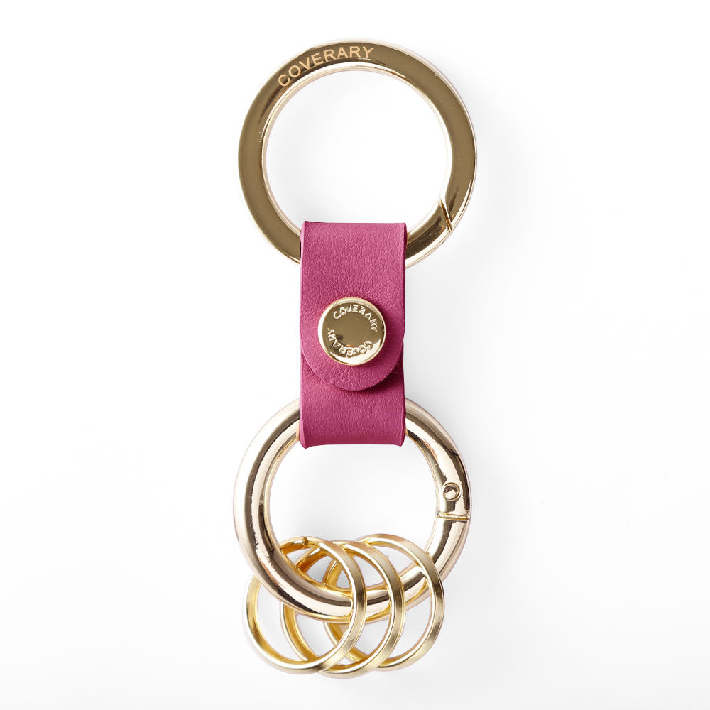 アクセサリー 本革 イタリアンスムースレザー ダブルカラビナ付きキーリング