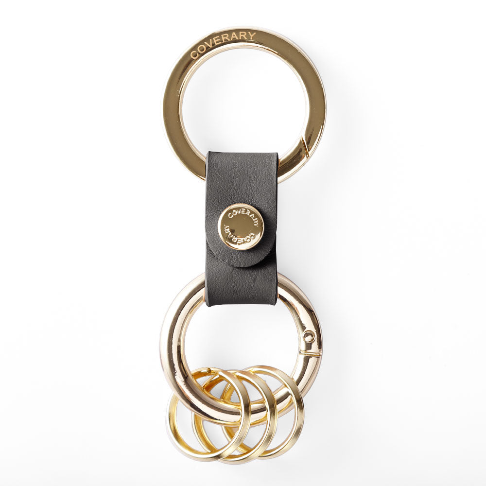 アクセサリー 本革 イタリアンスムースレザー ダブルカラビナ付きキーリング