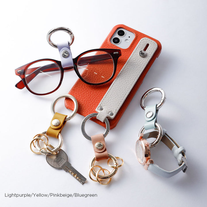 アクセサリー 本革 イタリアンスムースレザー ダブルカラビナ付きキーリング