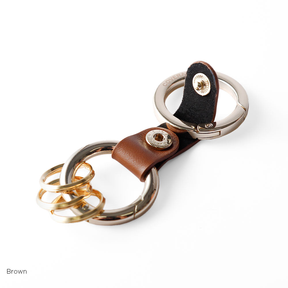 アクセサリー 本革 イタリアンスムースレザー ダブルカラビナ付きキーリング