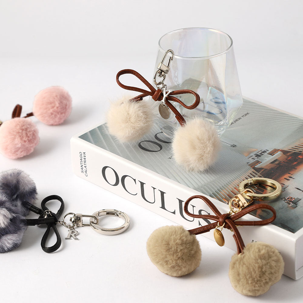 Accessory Initial Leather Cord Fur Ribbon Charm