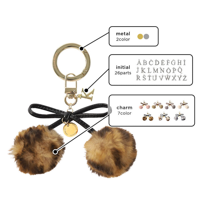 Accessory Initial Leather Cord Fur Ribbon Charm