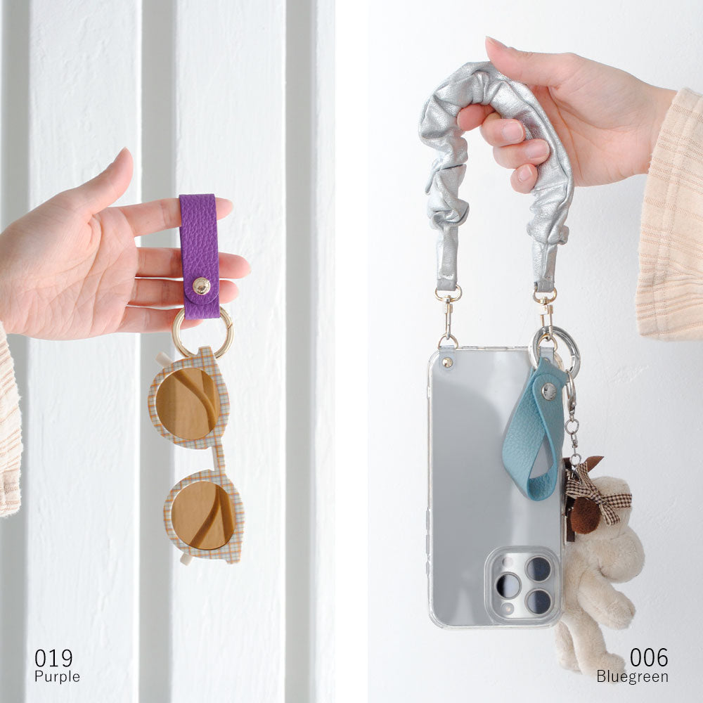 アクセサリー 本革 32色 イタリアンシュリンクレザー カラビナ付きループホルダー