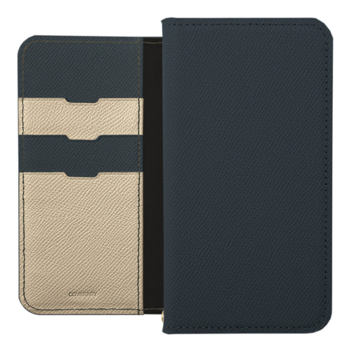 Étui portefeuille en cuir véritable bicolore avec rangement pour cartes et fonction support pour la série Xperia