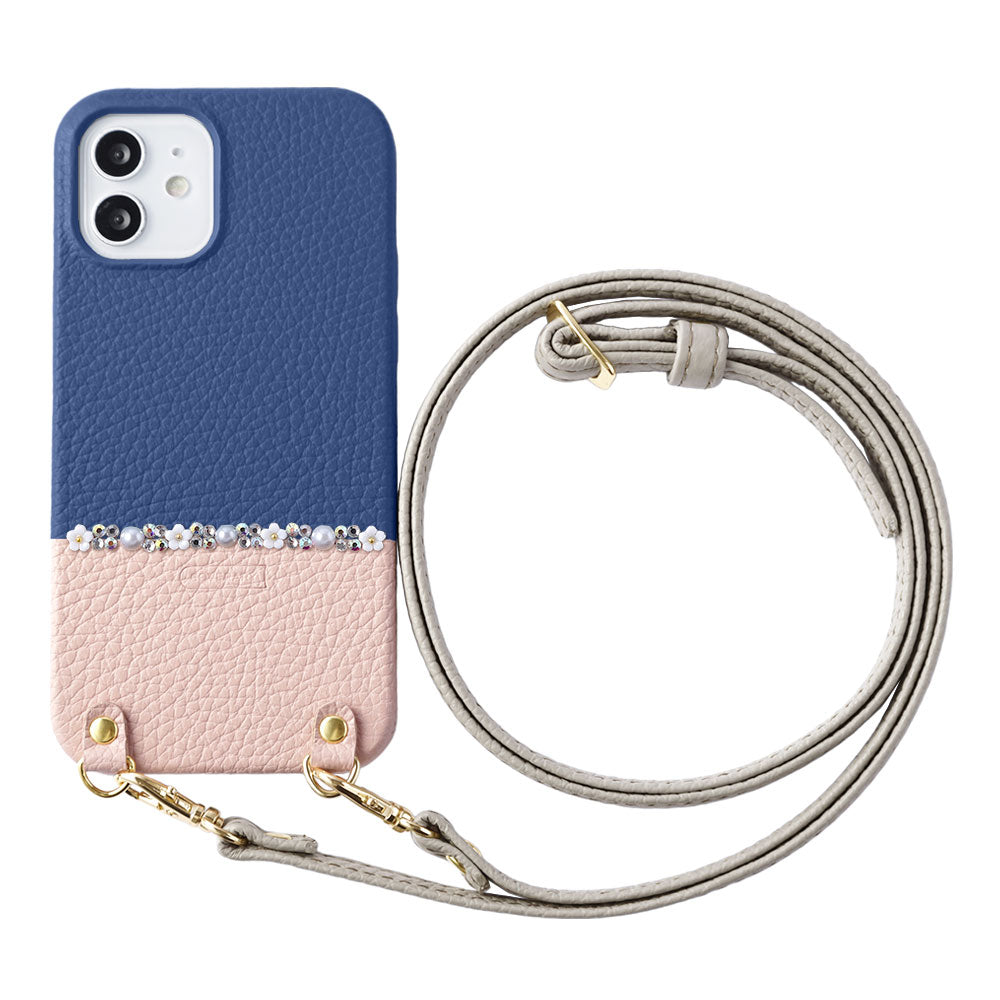 Cuir véritable 32 couleurs cuir italien grainé bicolore au choix ligne fleur avec sangle d'épaule coque arrière série Xperia