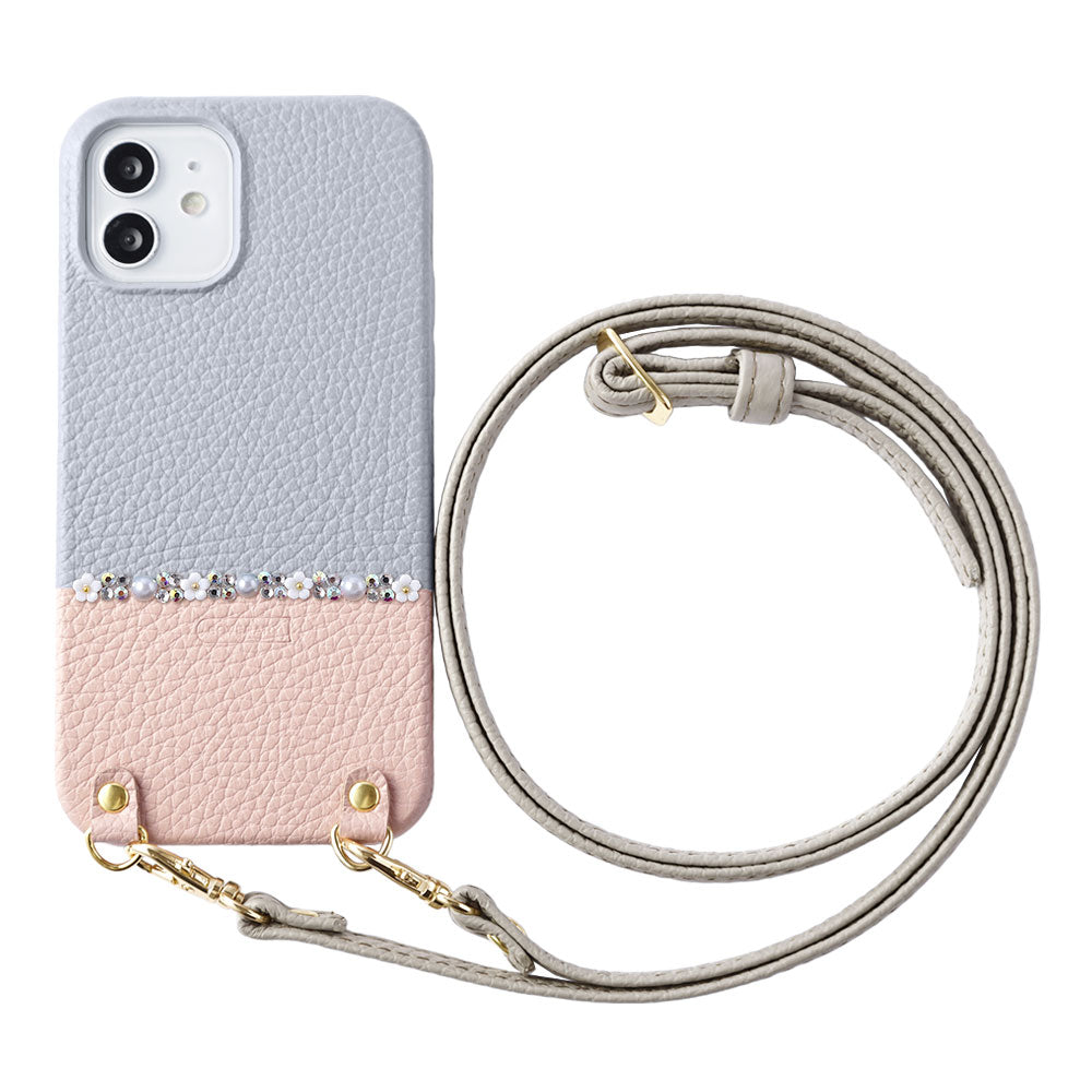 Cuir véritable 32 couleurs cuir italien grainé bicolore au choix ligne fleur avec sangle d'épaule coque arrière série Xperia