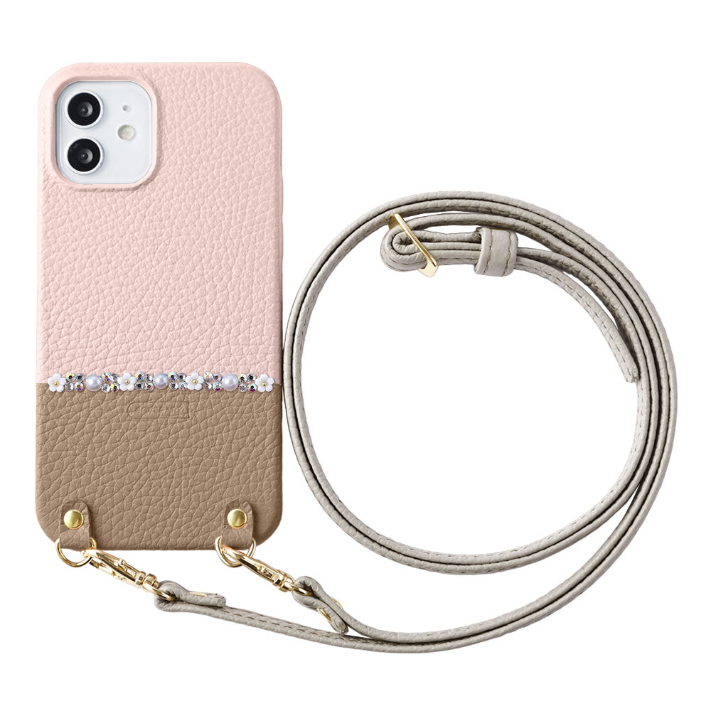 Cuir véritable 32 couleurs cuir italien grainé bicolore au choix ligne fleur avec sangle d'épaule coque arrière série Xperia
