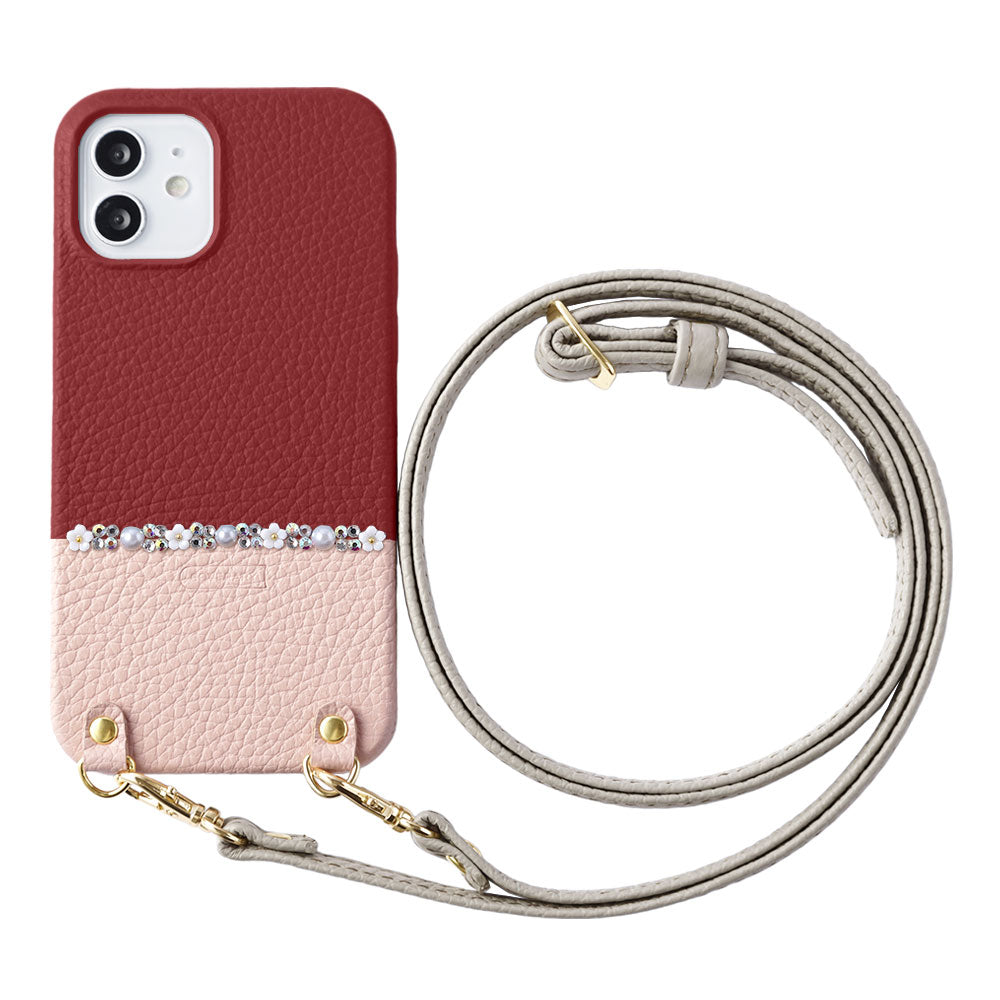 Cuir véritable 32 couleurs cuir italien grainé bicolore au choix ligne fleur avec sangle d'épaule coque arrière série Xperia