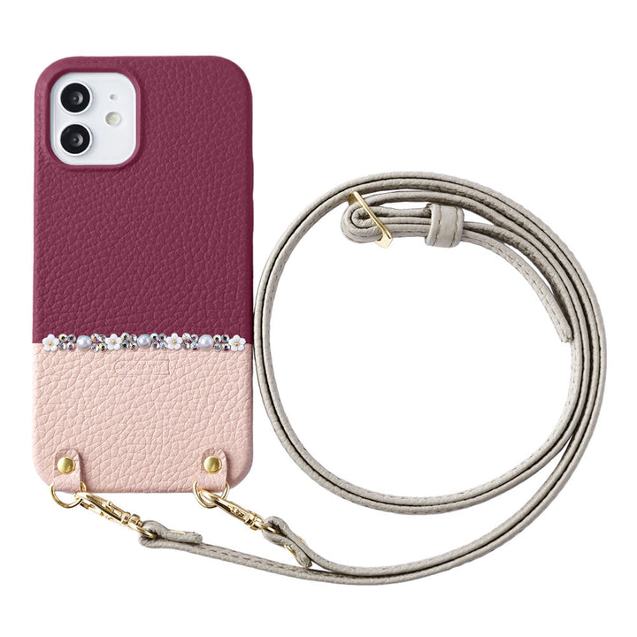 Cuir véritable 32 couleurs cuir italien grainé bicolore au choix ligne fleur avec sangle d'épaule coque arrière série Xperia