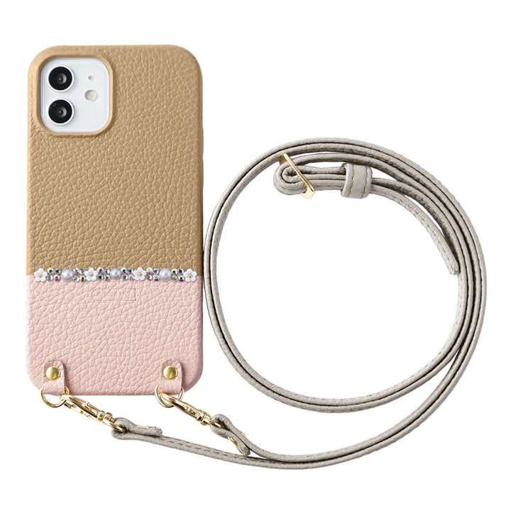Cuir véritable 32 couleurs cuir italien grainé bicolore au choix ligne fleur avec sangle d'épaule coque arrière série Xperia