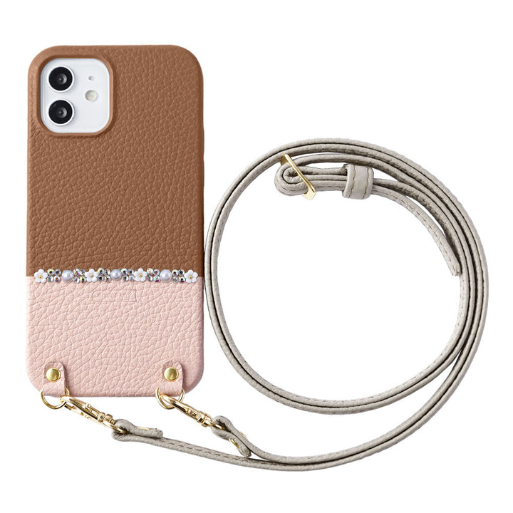 Cuir véritable 32 couleurs cuir italien grainé bicolore au choix ligne fleur avec sangle d'épaule coque arrière série Google Pixel