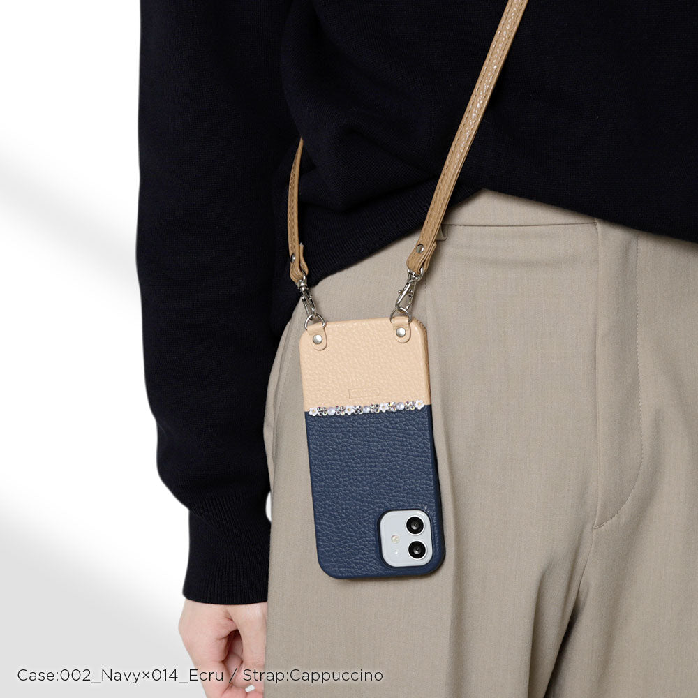 Genuine leather 32 colors Italian shrink leather Selectable bicolor Flower line With shoulder strap Back case AQUOS series