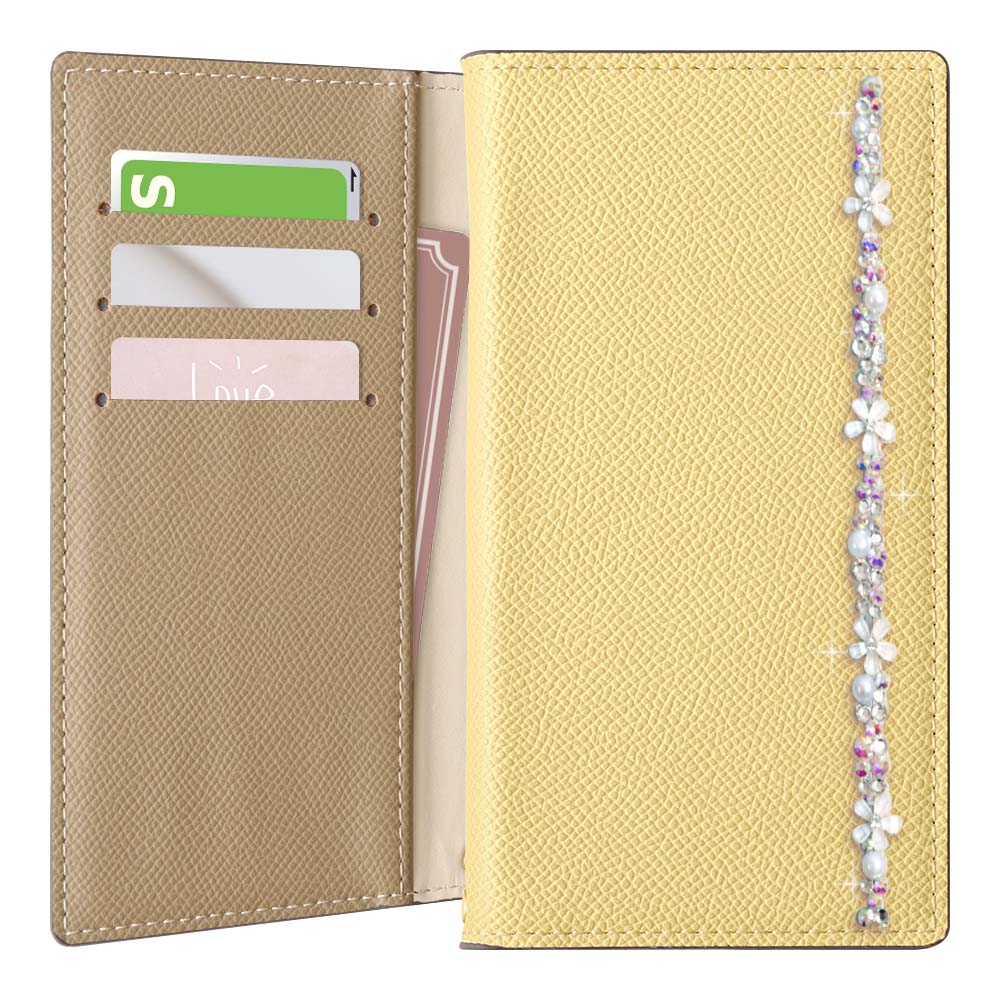 Vegan leather bicolor stand function flower line deco notebook-style case AQUOS series