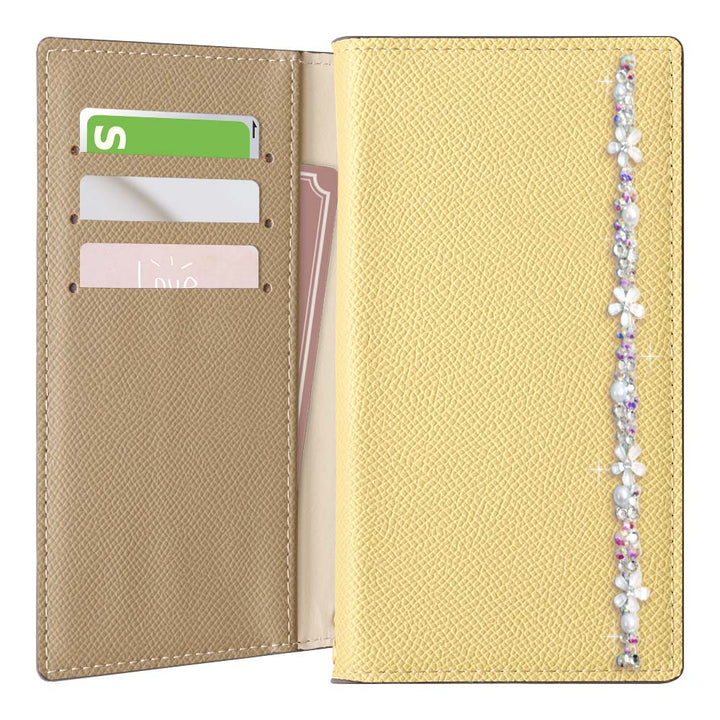 Vegan leather bicolor stand function flower line deco notebook-style case AQUOS series
