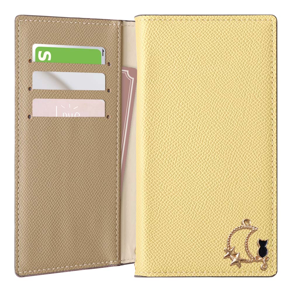 Vegan leather bicolor stand function Moon Cat Deco folio case for iPhone series
