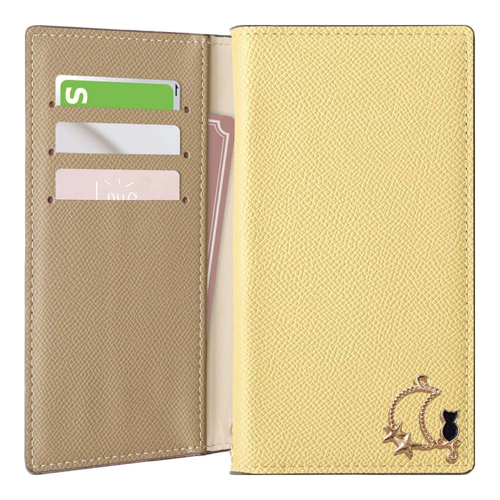 Vegan leather bicolor stand function Moon Cat Deco folio case for iPhone series