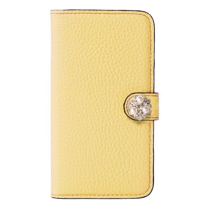 Genuine leather 32 colors Italian shrink leather crystal pearl deco notebook-style case (with belt) AQUOS series