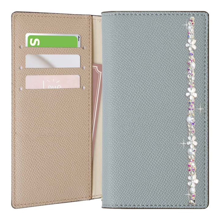 Vegan leather bicolor stand function flower line deco notebook-style case AQUOS series