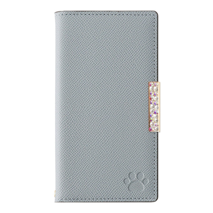 Vegan leather cat-shaped pocket bicolor stone frame decoration stand function notebook-style case for Google Pixel series