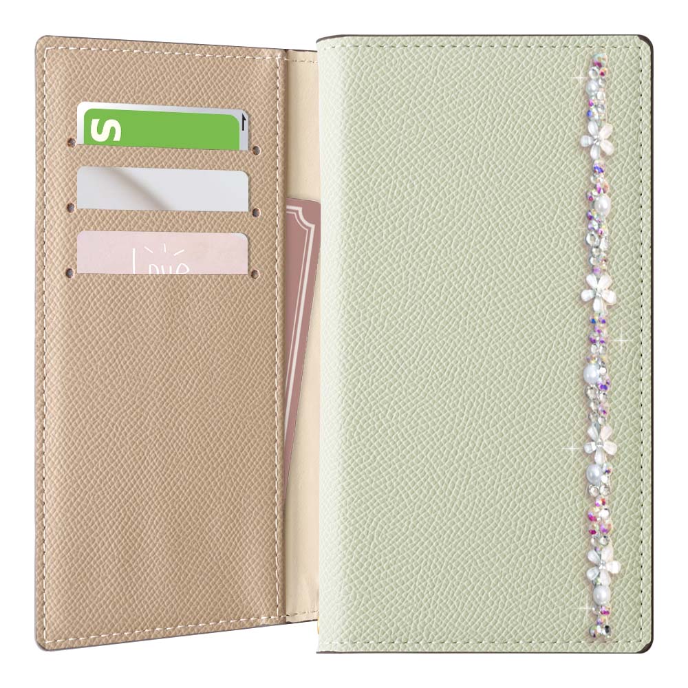 Vegan Leather Bicolor Stand Function Flower Line Deco Wallet Case for iPhone Series