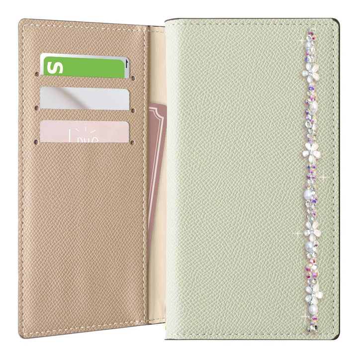 Vegan Leather Bicolor Stand Function Flower Line Deco Wallet Case for iPhone Series