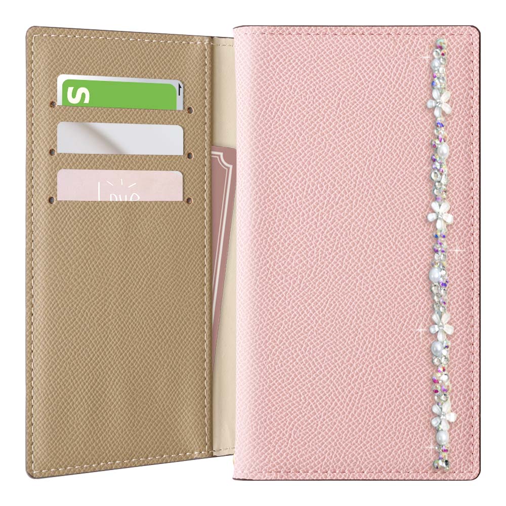 Vegan leather bicolor stand function flower line deco notebook-style case AQUOS series