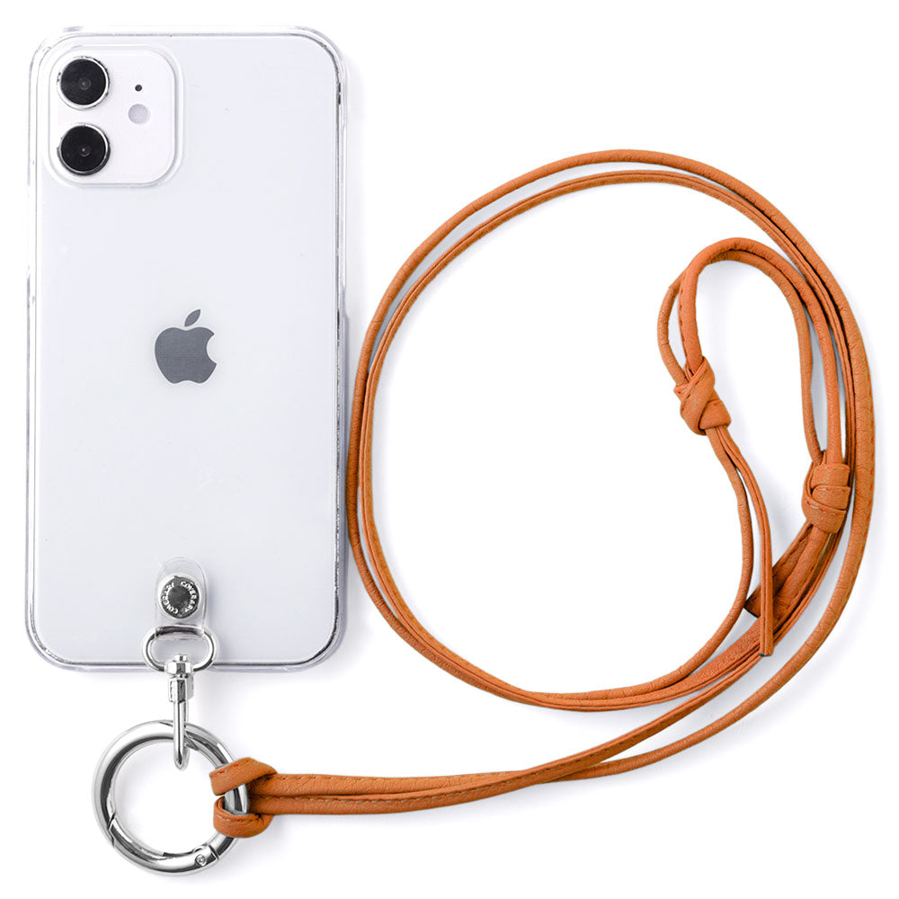 Clear case genuine leather ring shoulder strap (no metal fittings adjustment) attached back case AQUOS series