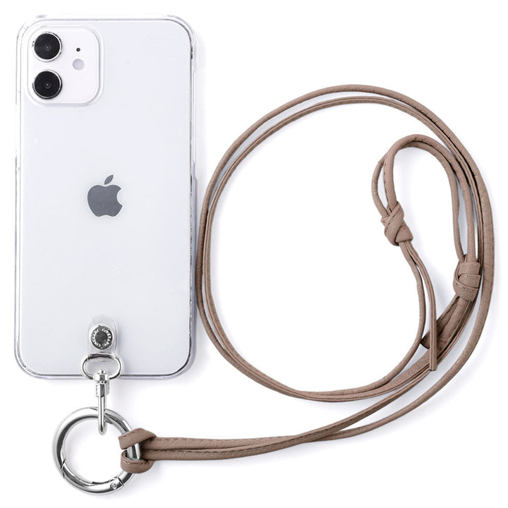 Clear case genuine leather ring shoulder strap (no metal fittings adjustment) attached back case AQUOS series