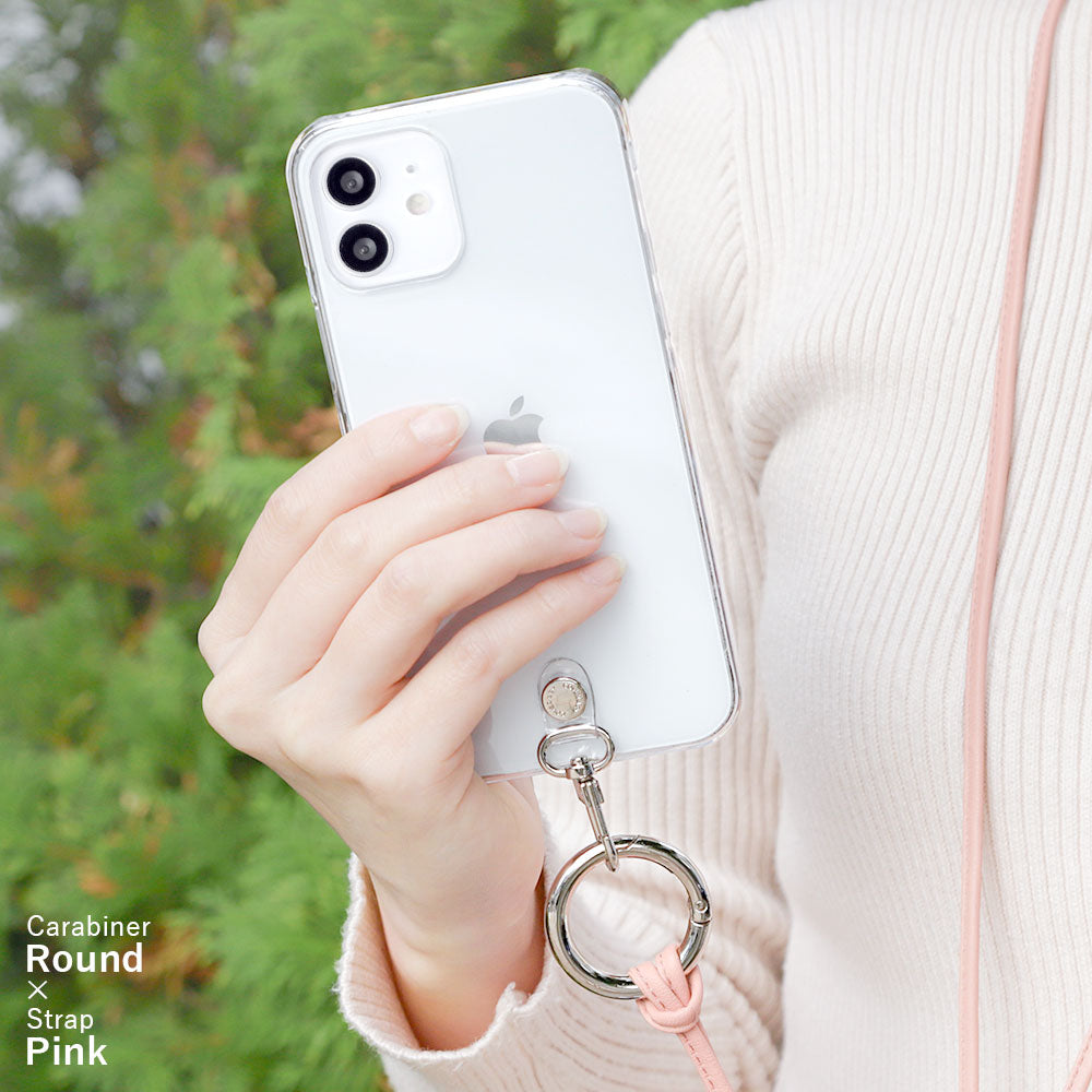 Étui transparent en cuir véritable avec sangle d'épaule à anneau (sans réglage de la ferrure) et étui arrière pour la série iPhone