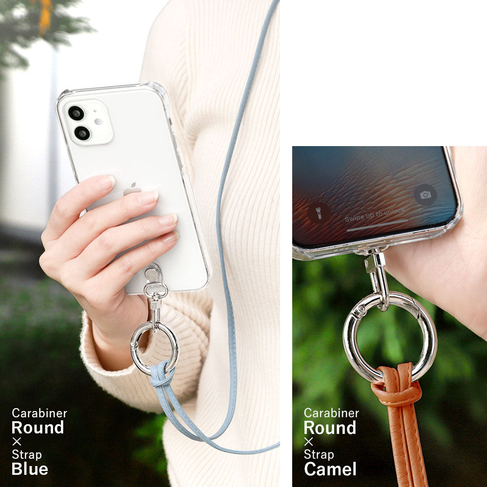 Étui transparent en cuir véritable avec sangle d'épaule à anneau (sans réglage de la ferrure) et étui arrière pour la série iPhone