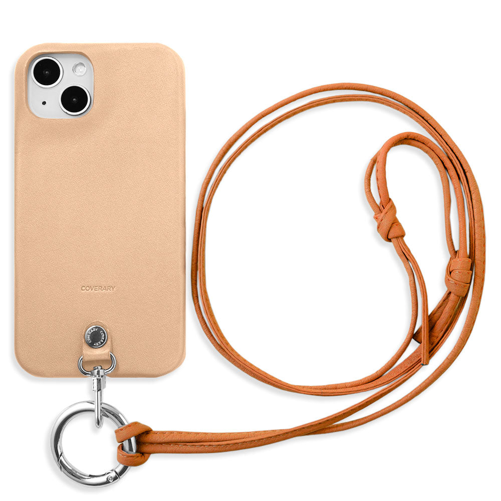 Genuine Leather Tochigi Leather Ring Shoulder Strap (No Metal Fitting Adjustment) Attached Back Case for iPhone Series