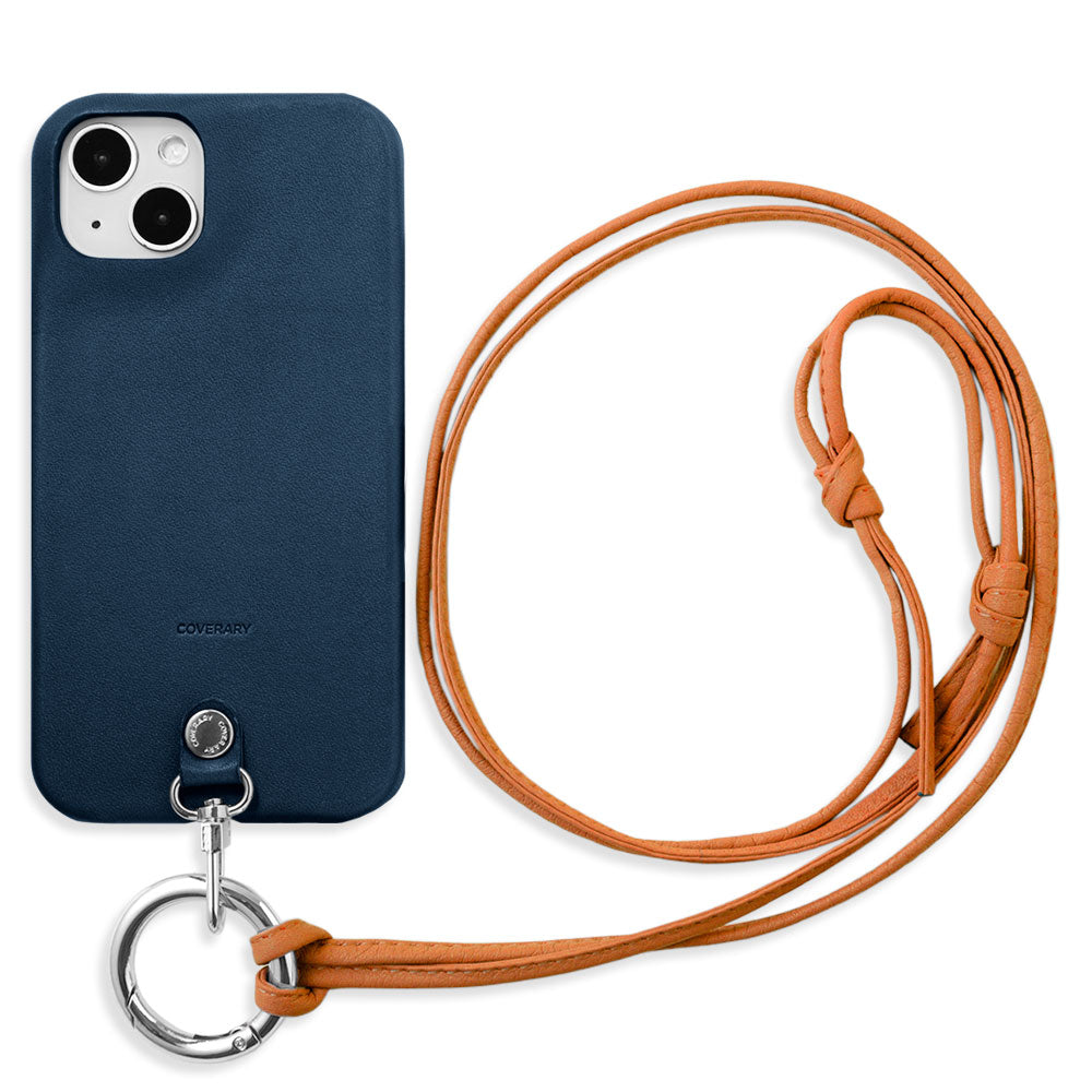Genuine Leather Tochigi Leather Ring Shoulder Strap (No Metal Fitting Adjustment) Attached Back Case for iPhone Series