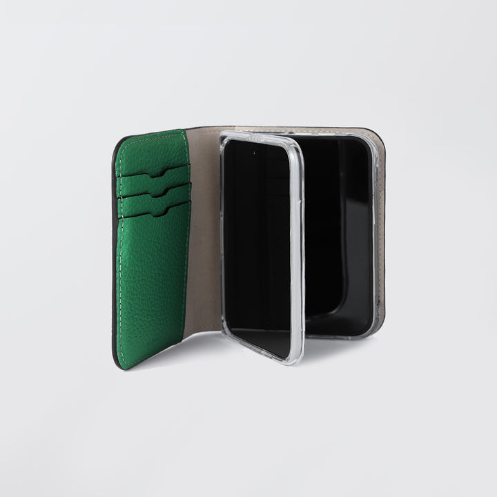 Étui en cuir véritable pour iPhone Duo, compatible MagSafe, 32 couleurs, cuir italien grainé