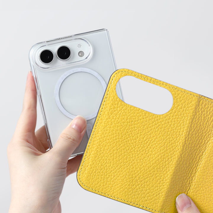 Étui en cuir véritable pour iPhone Duo, compatible MagSafe, 32 couleurs, cuir italien grainé