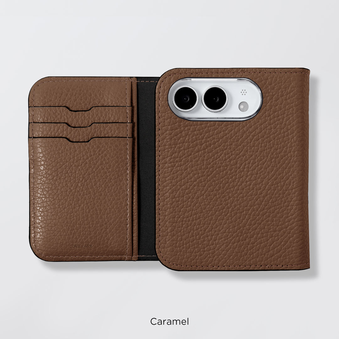 Étui en cuir véritable pour iPhone Duo, compatible MagSafe, 32 couleurs, cuir italien grainé