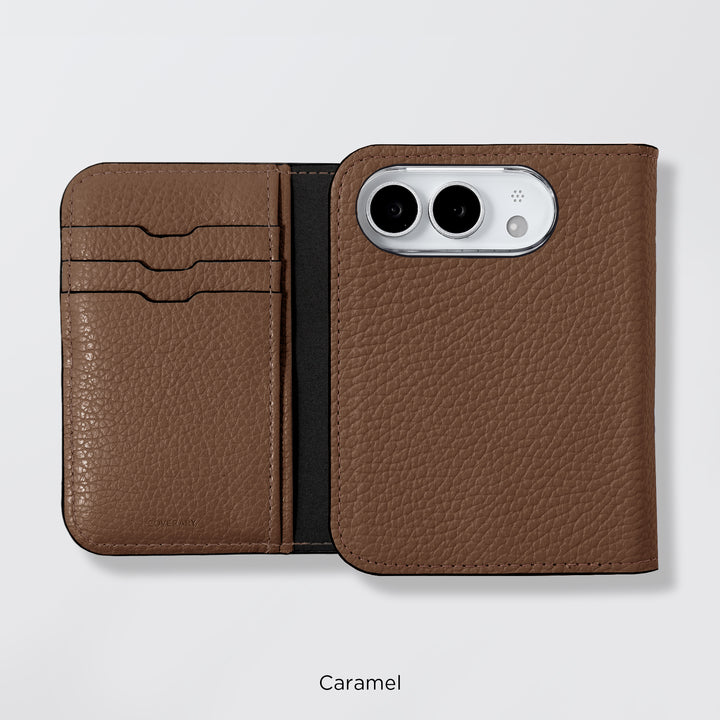 Étui en cuir véritable pour iPhone Duo, compatible MagSafe, 32 couleurs, cuir italien grainé