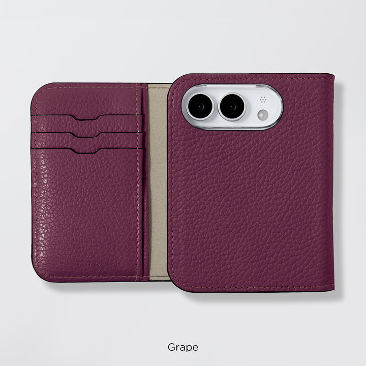 Étui en cuir véritable pour iPhone Duo, compatible MagSafe, 32 couleurs, cuir italien grainé